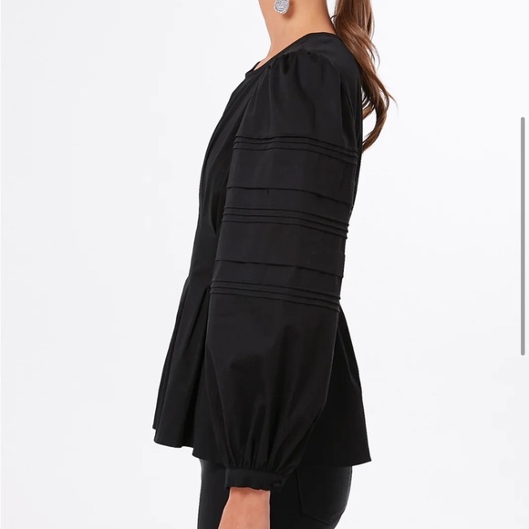 HUNTER BELL Black Pleated Puff Sleeve Blouse - Picture 6 of 15
